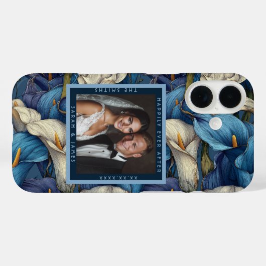 Cute Blue Calla Lilies Fantasy Botanical Wedding Case-Mate iPhoneケース (裏面 (横))