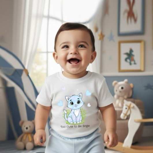Cute blue cat ベビーボディスーツ