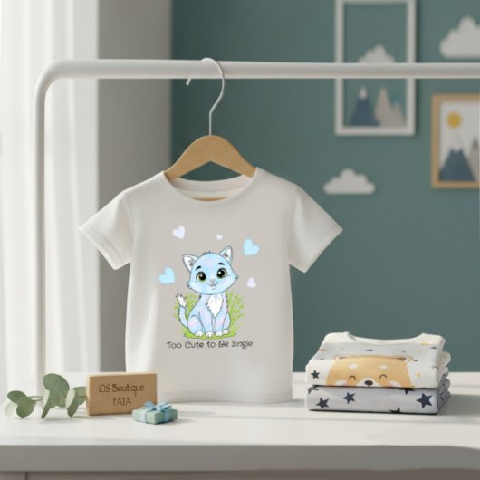 Cute blue cat ベビーTシャツ