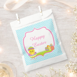 Cute Blue Chevrons Easter Chick Easter Egg Hunt フェイバーバッグ