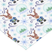 Cute Blue Christmas Reindeer ショートテーブルランナー (コーナー)