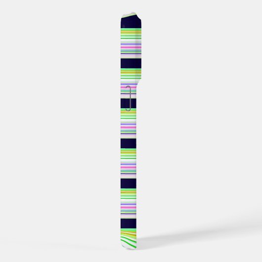 Cute blue colorful stripes iPhoneケース (右側面)
