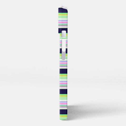 Cute blue colorful stripes iPhoneケース (左側面)
