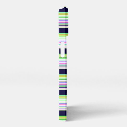 Cute blue colorful stripes iPhoneケース (右側面)