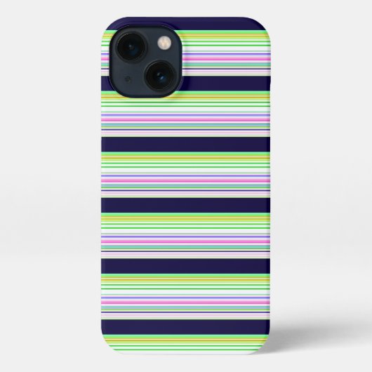 Cute blue colorful stripes iPhoneケース (裏面)