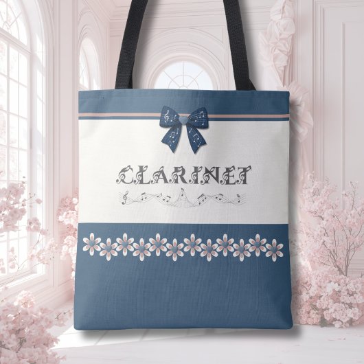 Cute Blue Coquette Bow Clarinet Band Tote Bag トートバッグ