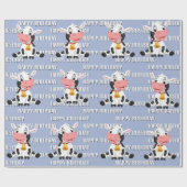   Cute Blue Cow  ラッピングペーパー (フラット)