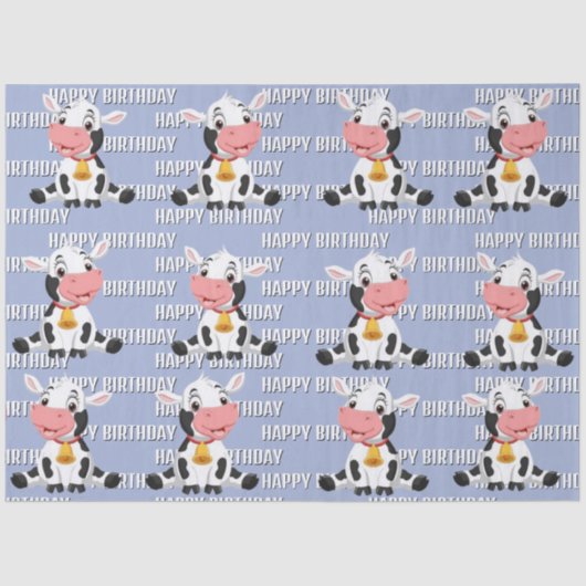   Cute Blue Cow  薄葉紙 (正面)