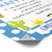 Cute Blue Cowboy Baby Shower Game Sign ポスター (角)