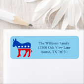 Cute Blue Democrat Donkey Political Return Address ラベル (インサイチュ)