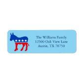 Cute Blue Democrat Donkey Political Return Address ラベル (正面)