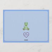 Cute Blue Dinosaur with Picture Birthday 招待状 (裏面)