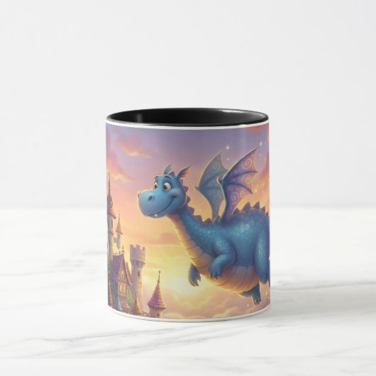 Cute Blue Dragon Fantasy Coffee Mug  マグカップ (中央)