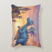 Cute Blue Dragon Flying Over Castle アクセントクッション (正面(垂直))