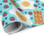 Cute Blue Eggs Bacon Strawberries Blueberries  ラッピングペーパー (ロールコーナー)