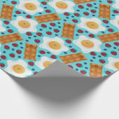 Cute Blue Eggs Bacon Strawberries Blueberries  ラッピングペーパー (角)
