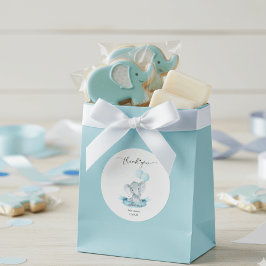 Cute Blue Elephant Baby Shower Thank You Sticker ラウンドシール