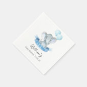 Cute Blue Elephant Boy Baby Shower Napkins スタンダードカクテルナプキン (角)