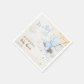 Cute Blue Elephant Cloud Baby Shower スタンダードカクテルナプキン (角)