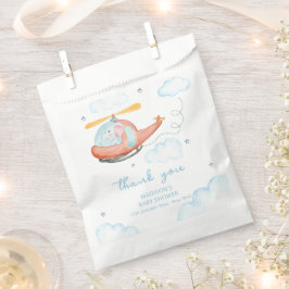 Cute Blue Elephant Helicopter Airplane Baby Shower フェイバーバッグ