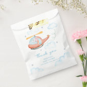 Cute Blue Elephant Helicopter Airplane Baby Shower フェイバーバッグ (封をした状態)
