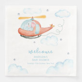 Cute Blue Elephant Helicopter Baby Shower Welcome (正面)