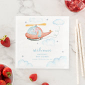 Cute Blue Elephant Helicopter Baby Shower Welcome (インサイチュ)