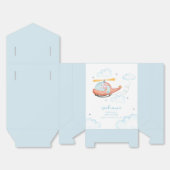 Cute Blue Elephant Helicopter Baby Shower Welcome フェイバーボックス (見開き)