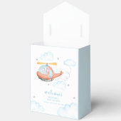 Cute Blue Elephant Helicopter Baby Shower Welcome フェイバーボックス (見開き)