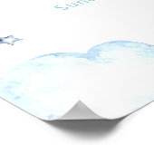 Cute Blue Elephant Helicopter Baby Shower Welcome  ポスター (角)