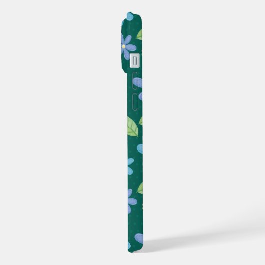 Cute Blue Floral Seamless Pattern iPhoneケース (左側面)