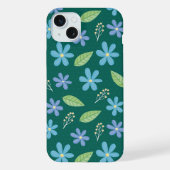 Cute Blue Floral Seamless Pattern iPhoneケース (裏面)
