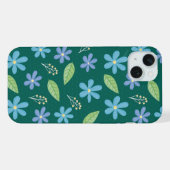 Cute Blue Floral Seamless Pattern iPhoneケース (裏面横)