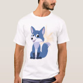 Cute Blue Fox Cartoon with Sparkle Tシャツ (正面)