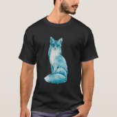 Cute Blue Fox Cartoon with Sparkle Tシャツ (正面)