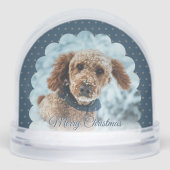 Cute Blue Frame Dog Photo Snow Globe (正面)