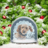 Cute Blue Frame Dog Photo Snow Globe (クリスマス)