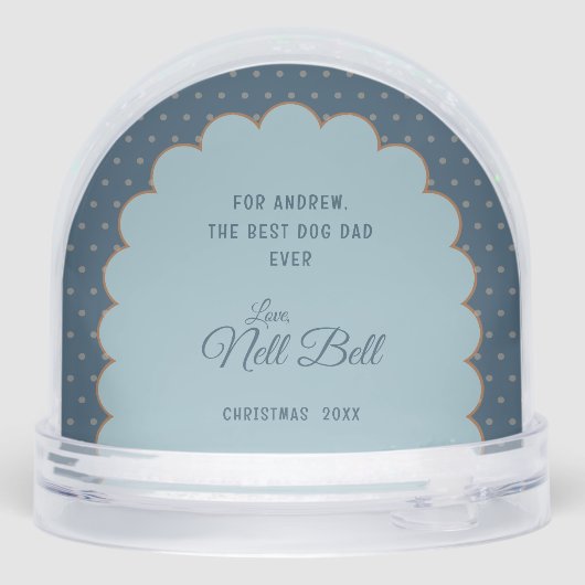 Cute Blue Frame Dog Photo Snow Globe (裏面)