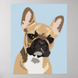 Cute Blue French Bulldog Frenchie ポスター