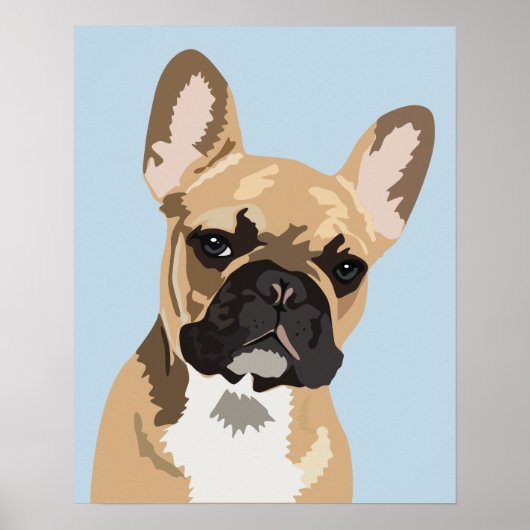 Cute Blue French Bulldog | Frenchie ポスター (正面)