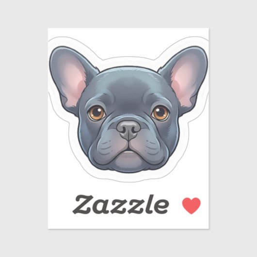 Cute Blue French Bulldog Puppy Face Design シール (シート)
