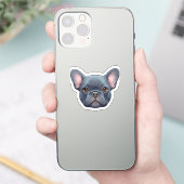 Cute Blue French Bulldog Puppy Face Design シール (スマートフォン)
