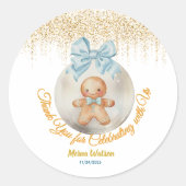Cute blue Gingerbread   boy Bauble Christmas  ラウンドシール (正面)