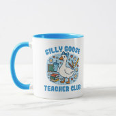 Cute Blue Gingham Silly Goose Teacher Club マグカップ (左)