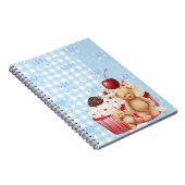 Cute Blue Gingham Teddy Bear & Ribbon ノートブック (右側)