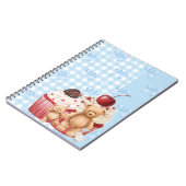 Cute Blue Gingham Teddy Bear & Ribbon ノートブック (左側)