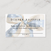 Cute Blue GinghamBow Diaper Raffle Boy Baby Shower エンクロージャーカード (正面)