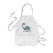 Cute Blue Gray Dinosaur Personalized 子供用エプロン (正面)