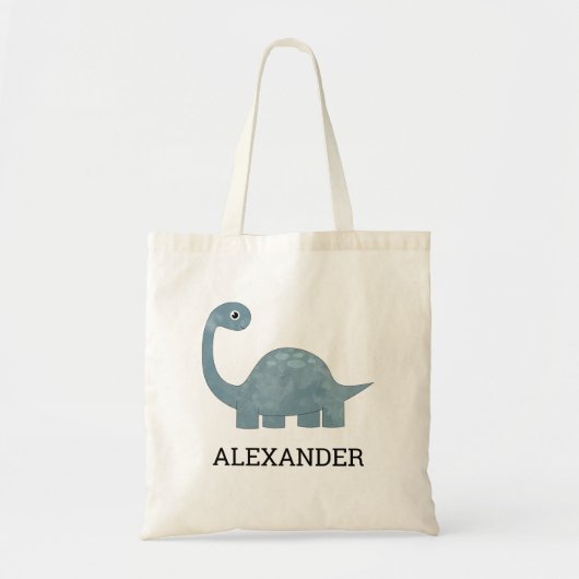 Cute Blue Gray Dinosaur Personalized Tote Bag トートバッグ (正面)