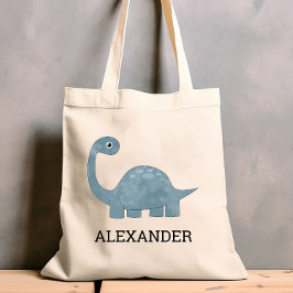 Cute Blue Gray Dinosaur Personalized Tote Bag トートバッグ
